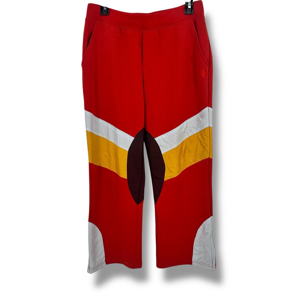 Free People Red Colorblock Ankle Pants with Yellow & White Accents